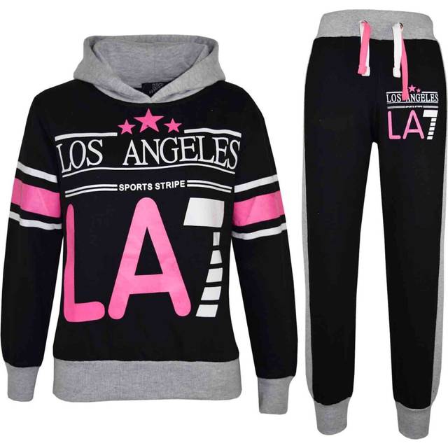 Kids La7 Tracksuit Two Colour Set Hoodie & Jogger Sweatpants Girls Boys Age 5-13