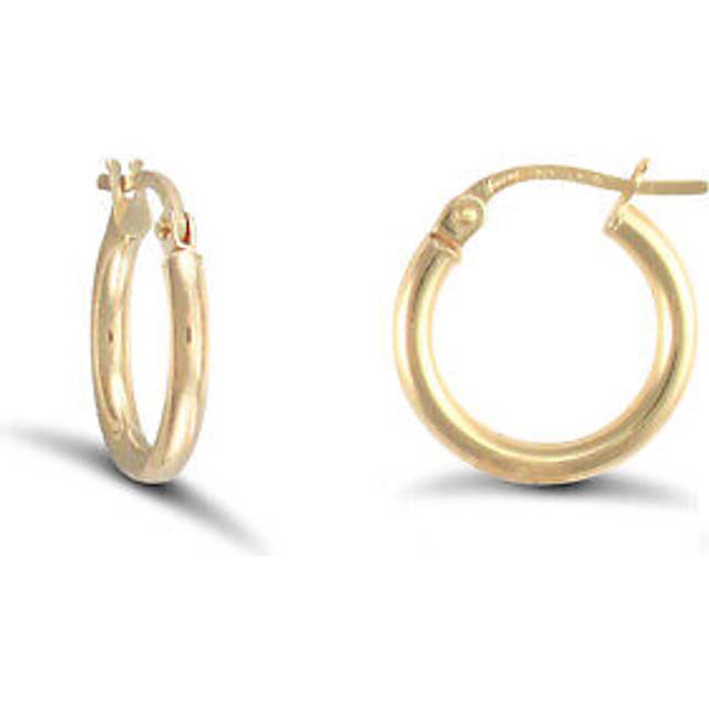 Jewelco London Ladies 9ct Yellow Gold Polished 2mm Hoop Earrings 15mm - JER719A