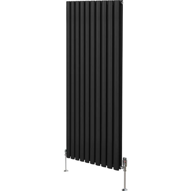 Monster Shop 6691BTU Black Oval Column Radiator and Valves 1600 x 600mm - MonsterShop - 160 x 60 x 7.8cm