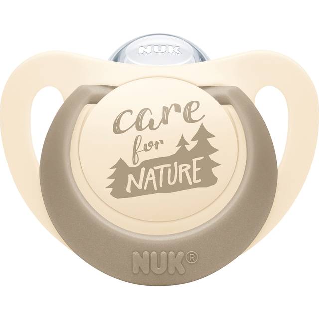 NUK for Nature Baby Dummy | 0-6 Months | Sustainable Silicone Soothers | Made from 100% Natural Raw Materials | Cream | 2 Count