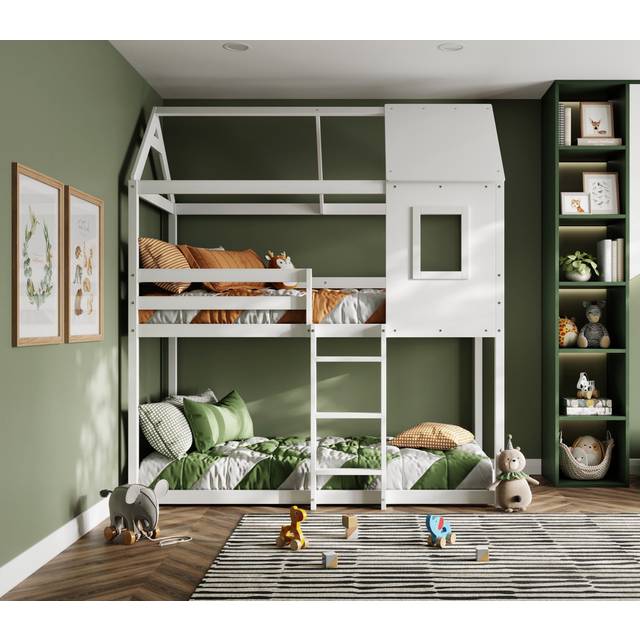 Flair Hideaway Wooden Play House Bunk Bed White