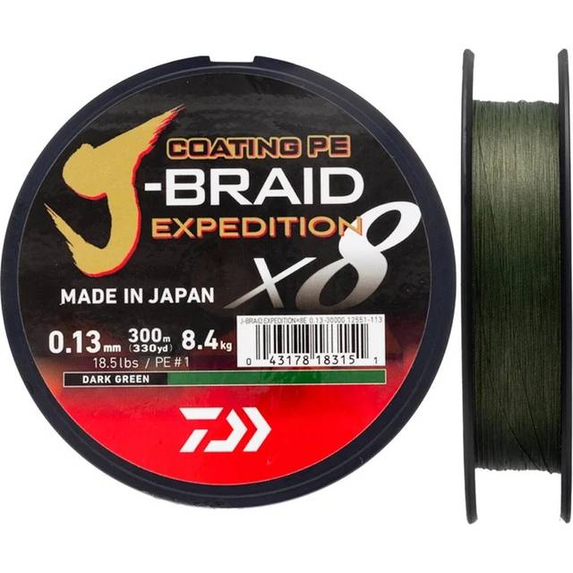 Daiwa J-Braid Expedition x8E 150m Dark Green - 0.28mm