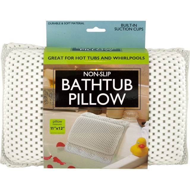 Bulk Buys OF441 Non-Slip Bathtub Pillow with Suction Cups, White