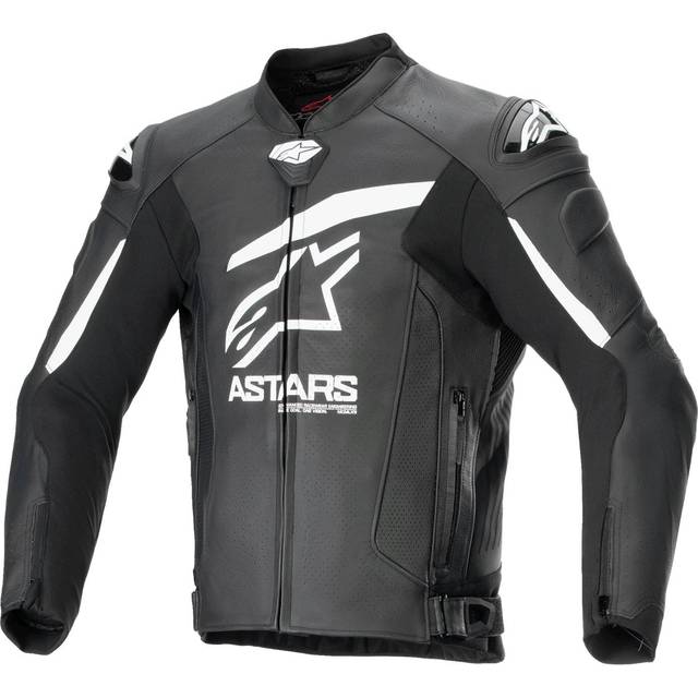 Alpinestars GP Plus R V4 Airflow perforated Motorcycle Leather Jacket, black-white, Size 48 for Men