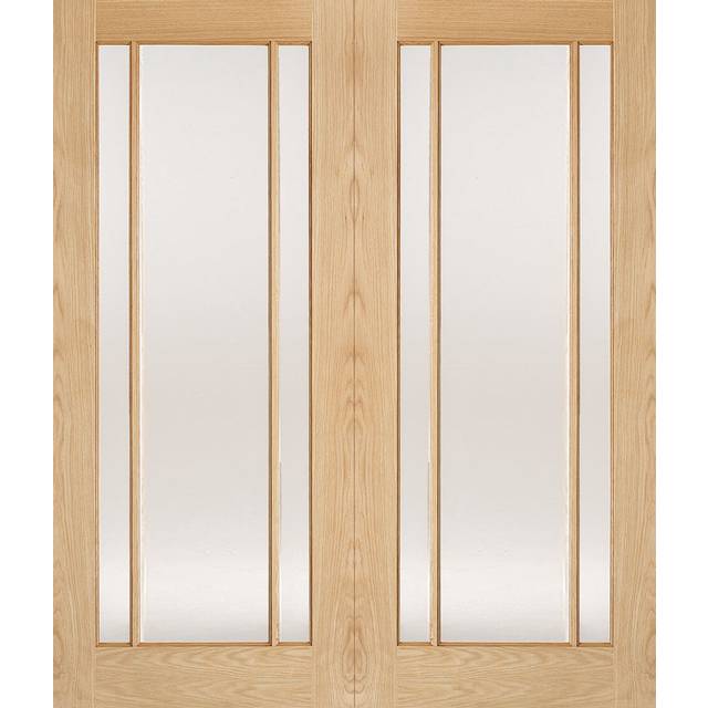 LPD Lincoln Solid Core Internal Door - Unfinished - Clear Glazed (Pair) 1981 x 1067mm Oak OPRSOLIN42