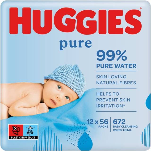 Huggies Pure Baby Wipes - 12 packs (12 x 56 wipes)