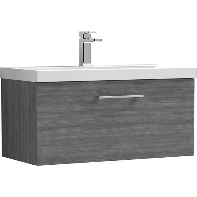 Nuie Arno Anthracite 800mm Wall Hung 1-Drawer Vanity &amp; Basin 1