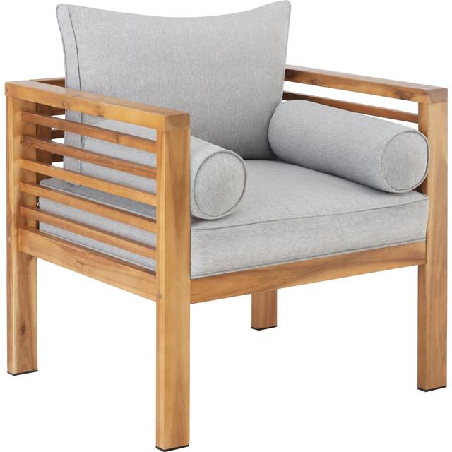 Tectake Garden Chair Boka - Armchair w/ Thick Cushions, Brown