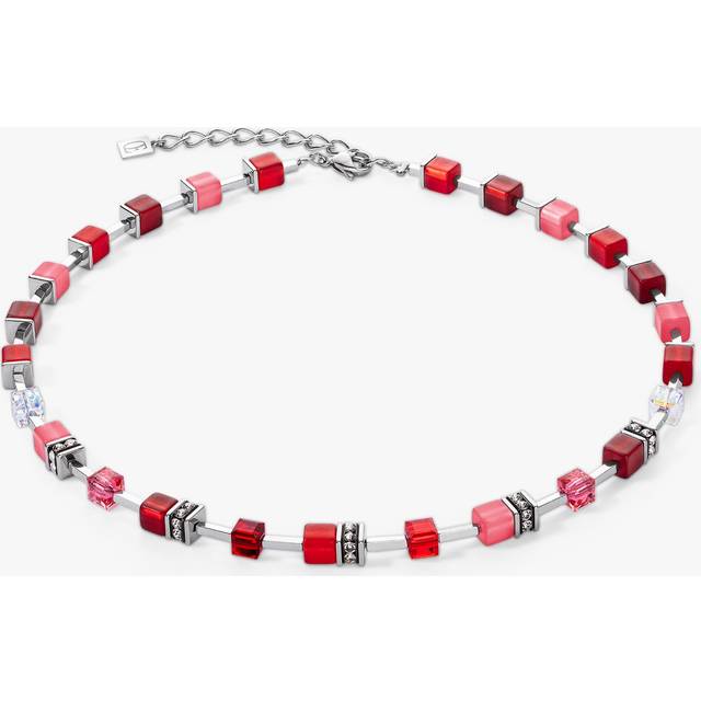 COEUR DE LION Cube Bead Necklace, Silver/Red