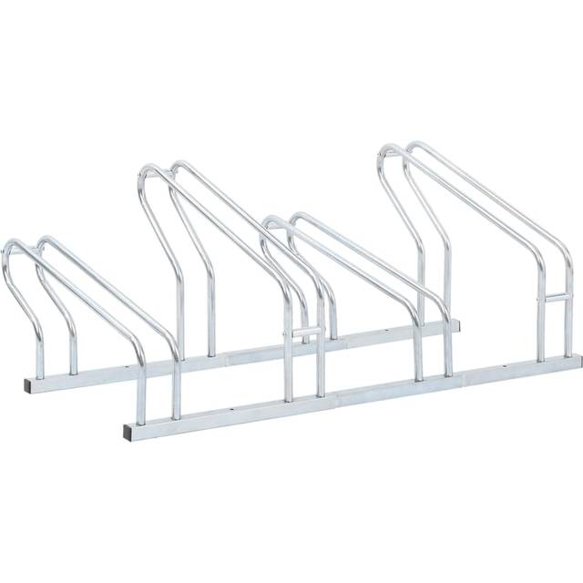 vidaXL Bicycle Stand for 4 Bikes Floor Freestanding Galvanised Steel - Silver