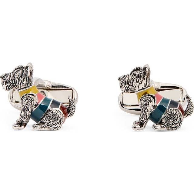 Paul Smith Mens Silver Dog Stripe-pattern Metal Cufflinks 1.5x2cm - SILVER