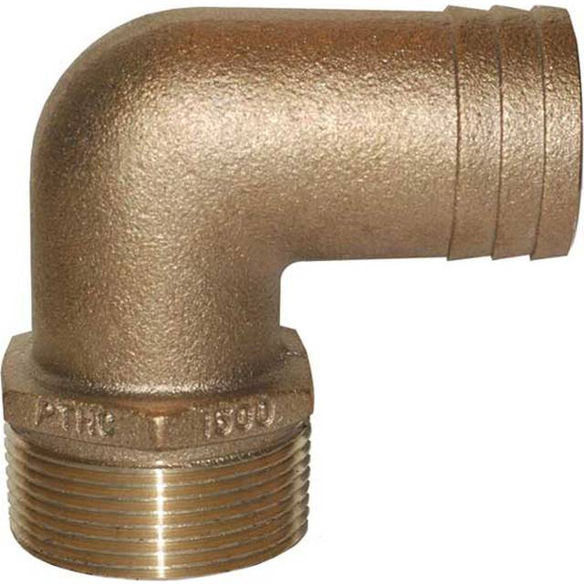 "GROCO 1-1/2"" NPT x 1-1/2"" ID Bronze 90 Degree Pipe to Hose Fitting Standard Flow Elbow"