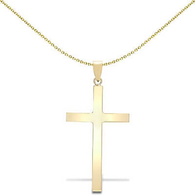 Jewelco London Solid 9ct Yellow Gold Plain Cross Pendant - JPX001