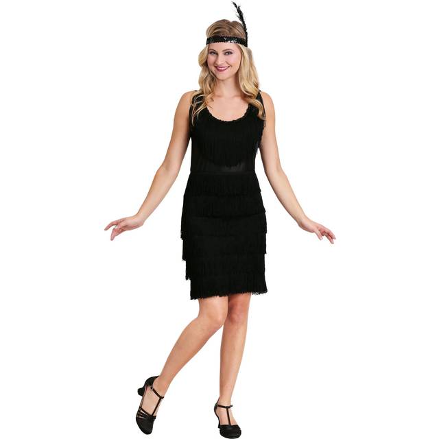 Women&#39;s Plus Size 1920&#39;s Flapper Costume Dress | Decades Costume - Black (1X)