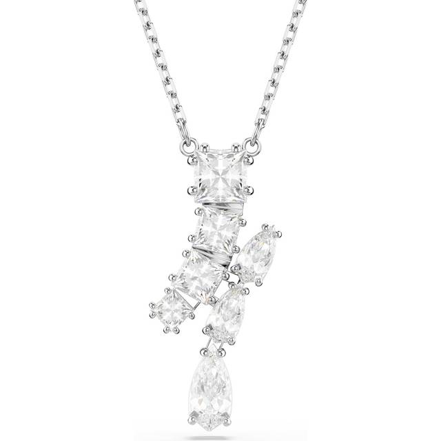 Swarovski Matrix hänge, Blandade snitt, Vit, Rhodiumpläterad