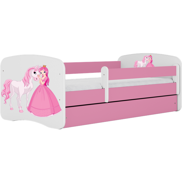 Kocot Kids Barnsäng - Babydreams Rosa - Princess And Horse Med Låda Och Madrass 140x70 Cm