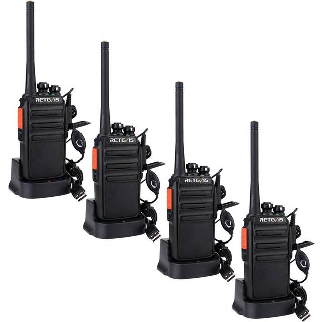 Retevis RT24 Walkie Talkies PMR446 License-free Two Way Radio 16 Channels Scan TOT with USB Charger and Earpieces (Black, 2 Pairs)