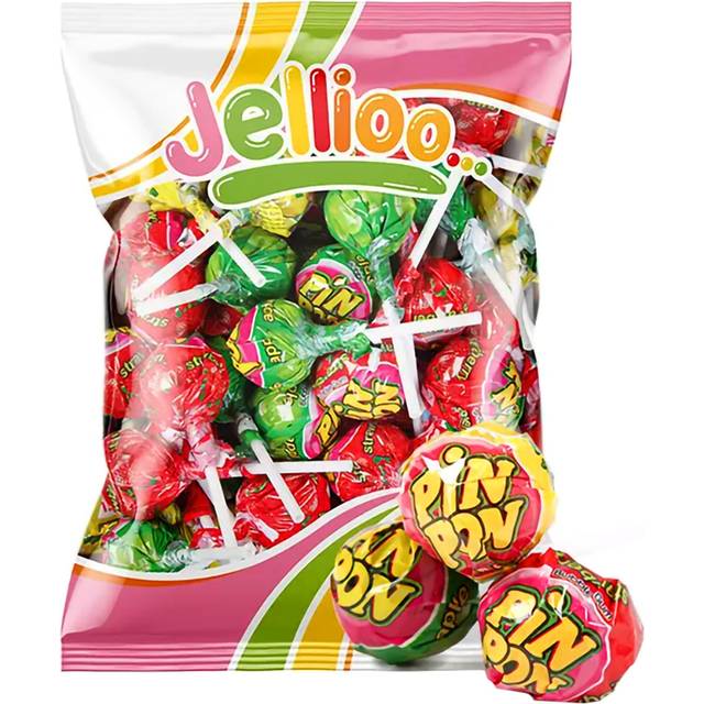 Pin Pon Lollipop Gum Sour Mix Storpack - 53-pack