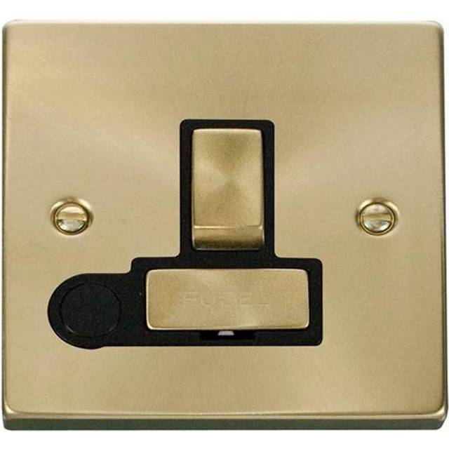 Se Home - Satin / Brushed Brass 13A Fused Ingot Connection Unit Switched With Flex - Black Trim