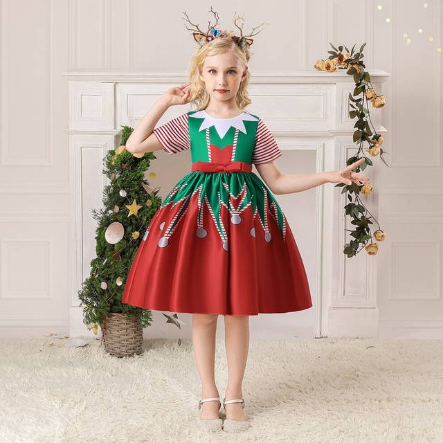 (Style02, 5-6Years) Kids Girls Christmas Cartoon Print dress Party UK