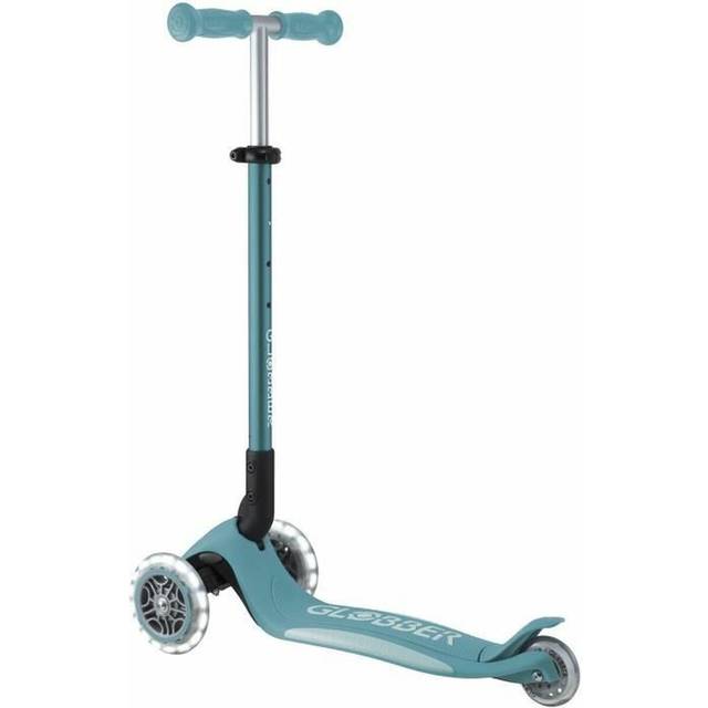 Globber Primo Hopfällbar Plus Lights V2 3-hjulig Sparkcykel, Aqua-blå