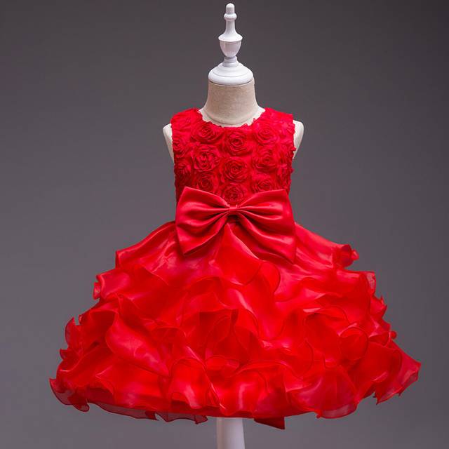 (Red, 7-8Years) Children Kids Girls Princess Rose dress Party UK