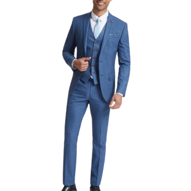 Antique Rogue Slim Fit Blue Texture Men's Suit Jacket - 42R