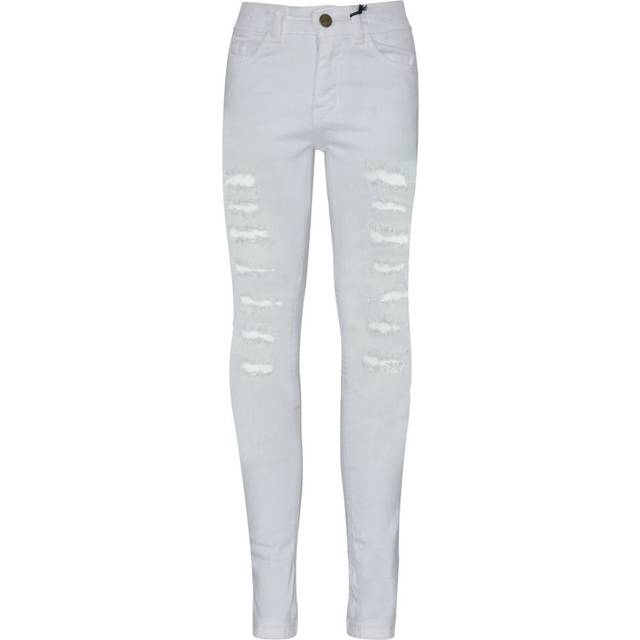 (9-10 Years, White) Kids Boys Skinny Jeans Denim Ripped Stretchy Pants