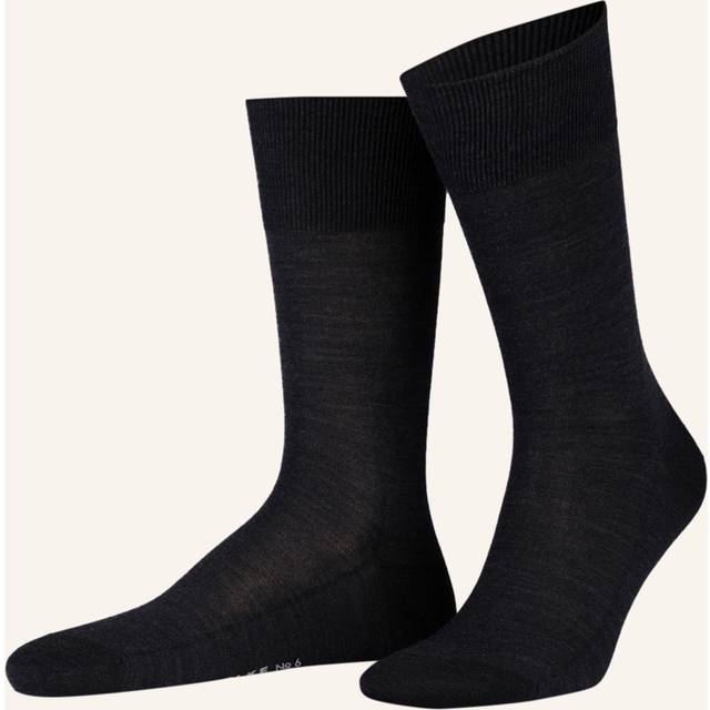 Falke mens no6 finest merino and silk socks - anthracite melange grey