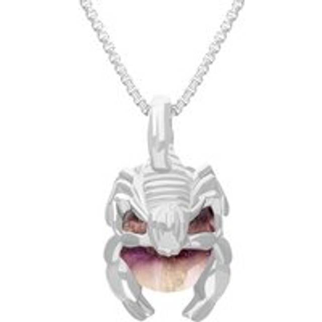 9ct White Gold Blue John Zodiac Scorpio 9mm Bead Pendant - White Gold