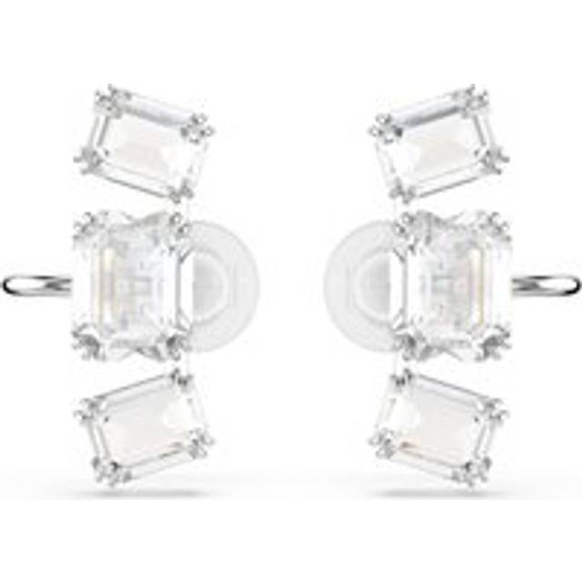 Swarovski Millenia Rhodium Plated Octagonal Cut Clip On Earrings - Silver