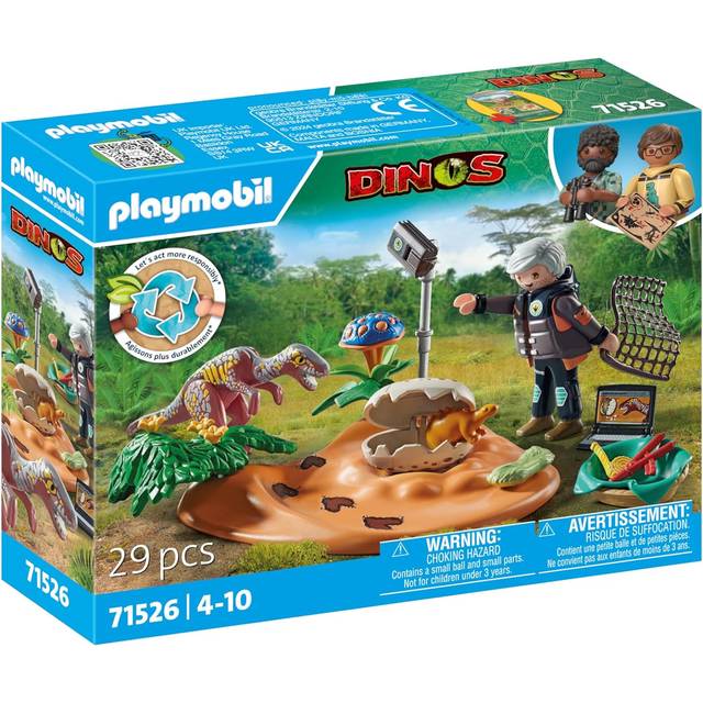 71526 Dinos: Stegosaurus Nest with Egg Thief, protecting dinosaur eggs from the Velociraptor, including net, measuring tape and camera, sustainable