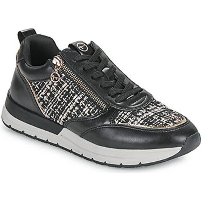 Tamaris - Svarta sneakers i textil och skinnimitation storlek 40 - Black Struct (40)