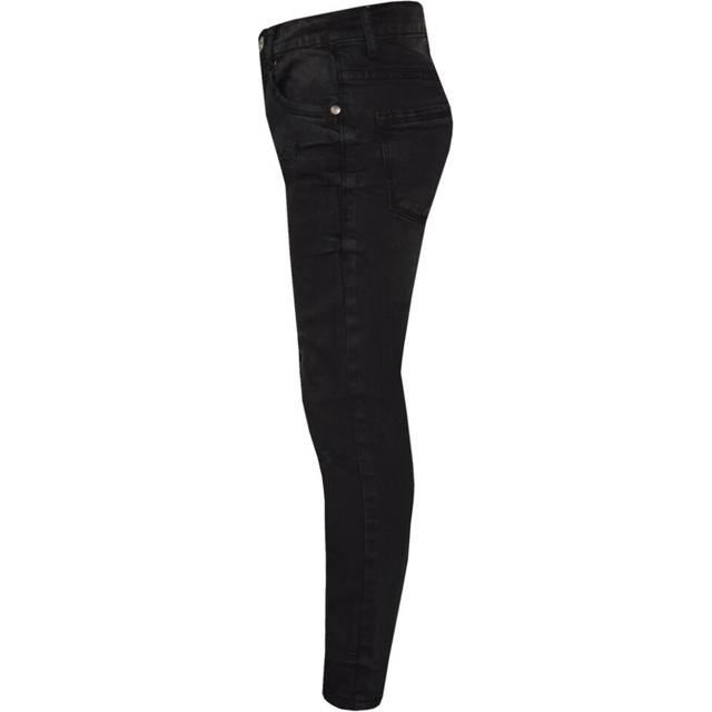 Girls stretchy jeans kids jet black denim ripped pants frayed trousers 5-13 year