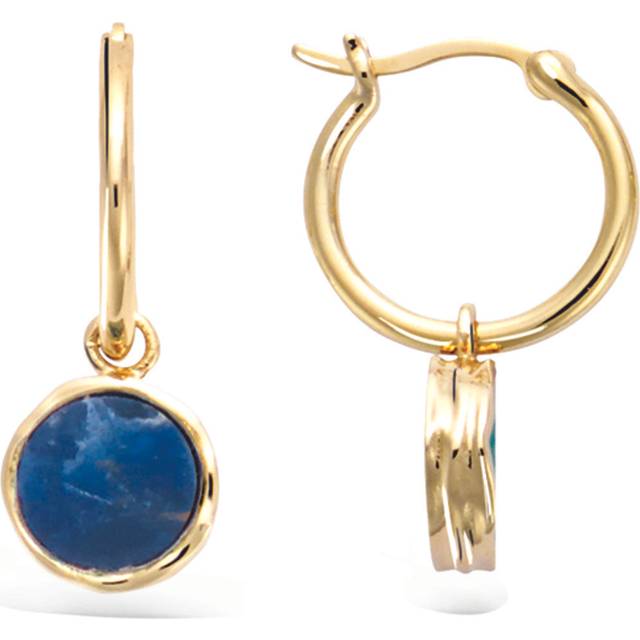 Les Trésors De Lily [R2585] - Gold Plated 'Cléopatra' Hoop Earrings gold blue (sodalite) - 15mm 10mm blue