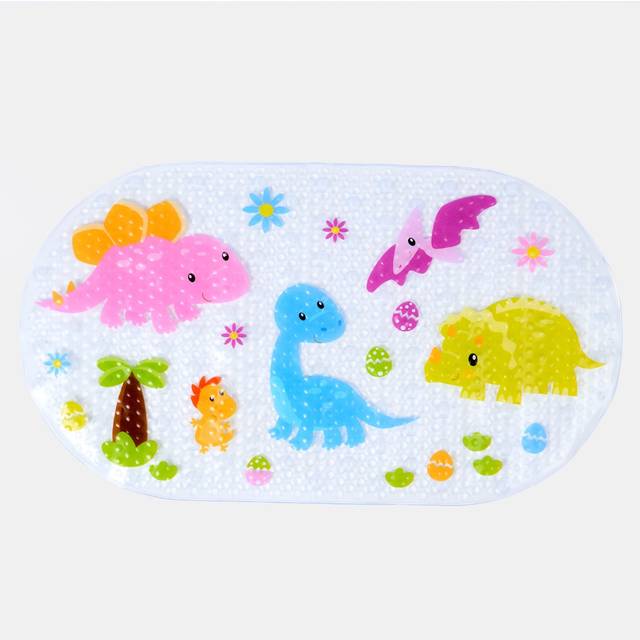 OHS Kids Dino Print PVC Bath Mat - Clear