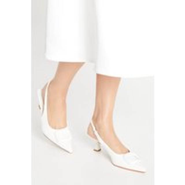 Bridal Sugar Brooch Detail Pointed Singback Stiletto Heeled Court Shoes - White - 3