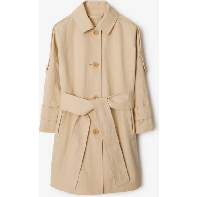 Burberry Girls Pale Stone Kids Spread-collar Detachable-belt Woven-blend Trench Coat 8-14 Years 14 - PALE STONE