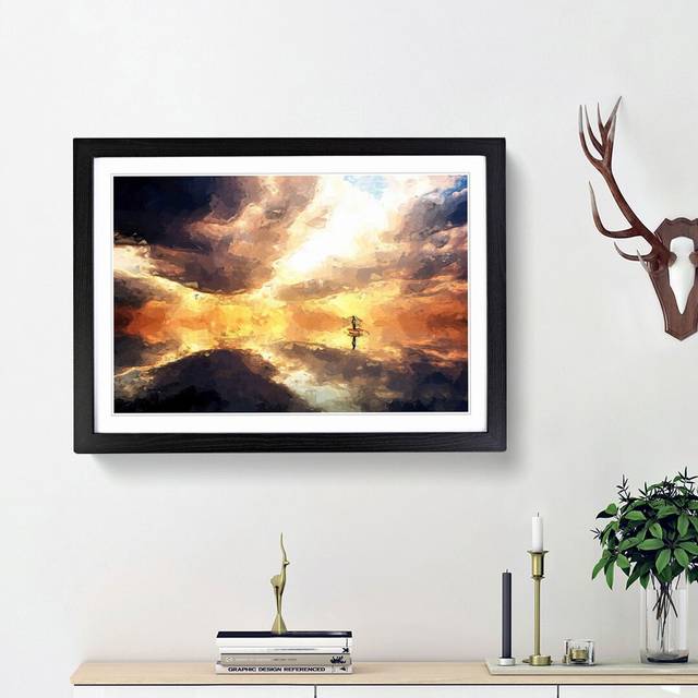 Fishing Boat in Abstract - Picture Frame Graphic Art Print - Black Framed (48cm H x 65cm W x 2cm D)