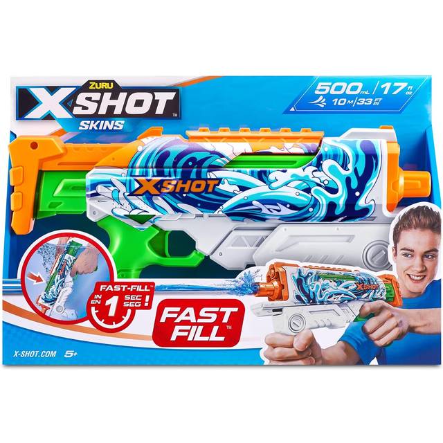 X-Shot Water Fast-Fill Skins Hyperload Water Blaster By Zuru - One Colour