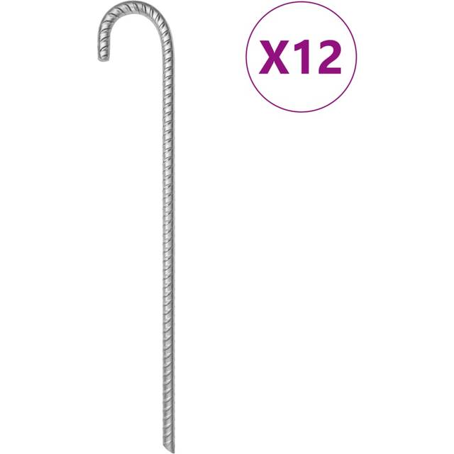 vidaXL Tent Pegs 12 pcs 41.5 cm Ø12 mm Galvanised Steel