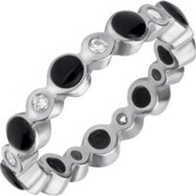 18ct White Gold Whitby Jet Diamond Eternity Ring