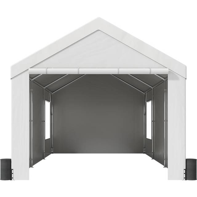 VEVOR Carport, Heavy Duty 10x20ft Car Canopy, Outdoor Garage Shelter with Removable Sidewalls, Roll-up Ventilated Windows & Doors, UV Resistant Waterproof Tarp for Car, Truck, Boat, White