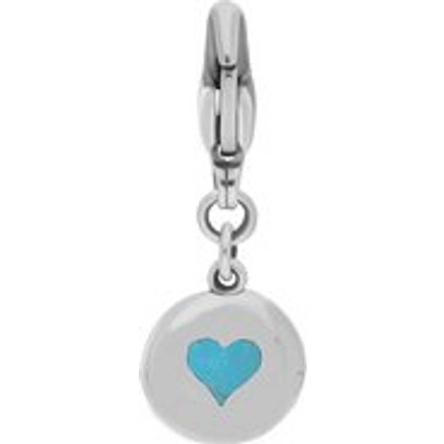 18ct White Gold Turquoise Round Shaped Heart Clip Charm - Option1 Value White Gold