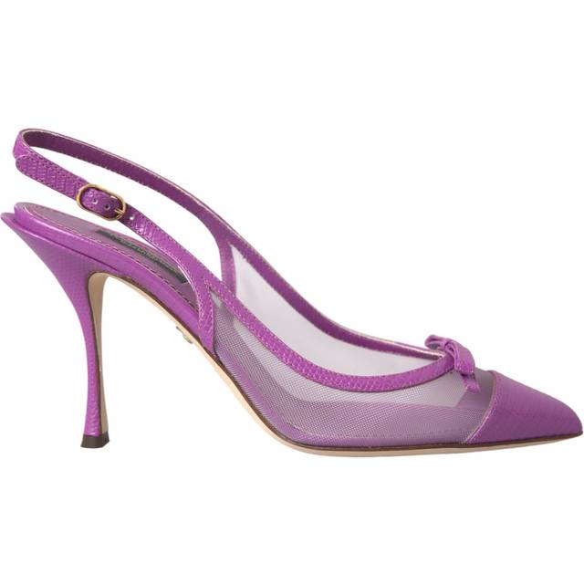 Dolce & Gabbana Purple Leather Mesh High Heels Slingback Shoes - EU39/US8.5