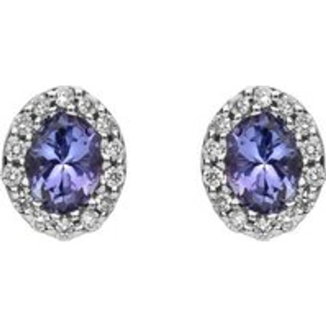 18ct White Gold Tanzanite Diamond Oval Stud Earrings