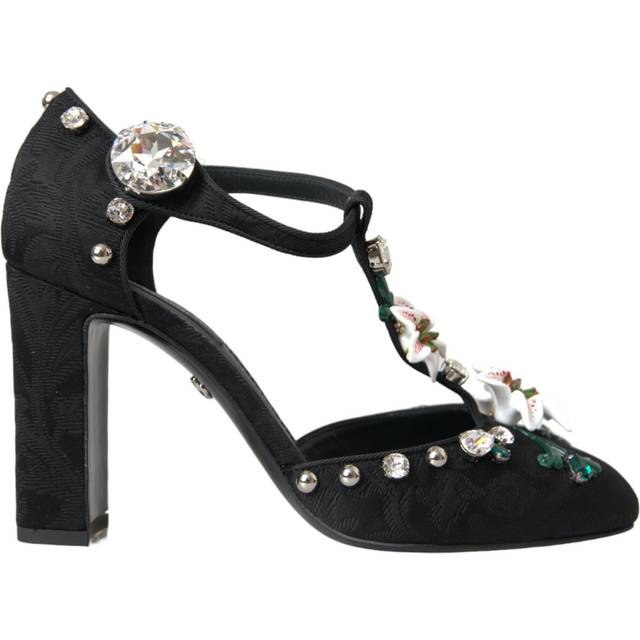 Black Lilies Crystal Heels Pumps Shoes - EU39/US8.5