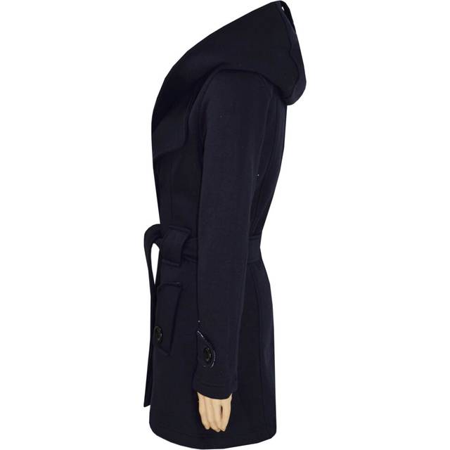 (11-12 Years, Navy) Kids Girls Overcoat Hooded Trench Coat Padded Oversized Lapels Long Parka Jacket