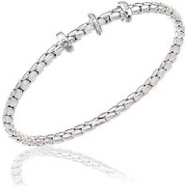 Chimento Stretch Spring 18ct White Gold 0.10ct Diamond Triple Rondelle Bracelet