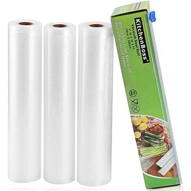 Vacuum Sealer Rolls - Vacuum Sealer Bags - 3 Rolls 28 x 500cm | with Cutter-Box | BPA-Free | Heavy Duty Embossed | for Vacuum-Sealer Food Storage